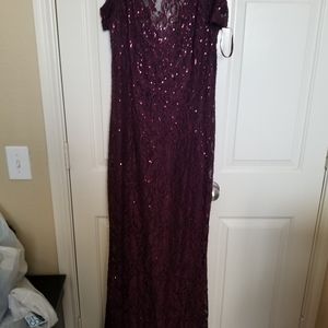 Size 8 Burgundy long sequin formal dress